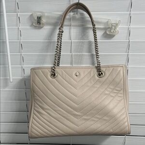 Elegant Cream Quilted Tote Bag